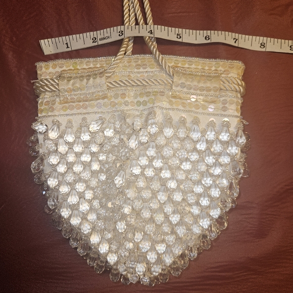 Kate Landry Vtg Party/Cocktail Shiny Beaded Bucket Bag w/Rope Long Straps G.U.C. - Picture 3 of 8